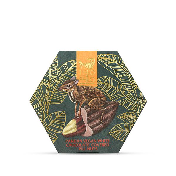 Theo & Philo Vegan Pandan White Chocolate Covered Pili Nuts 1