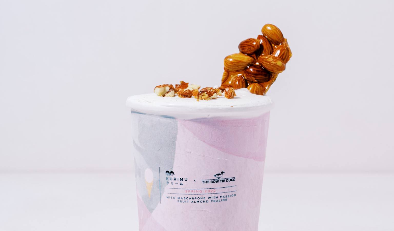 Miso Mascarpone with Passion Fruit Almond Praline