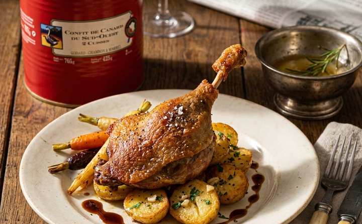 CRISPY DUCK CONFIT WITH SARDALAISE POTATOES